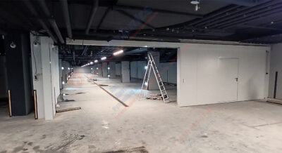 Откатные противопожарные ворота FireTechnics-Р EI60 на паркинге